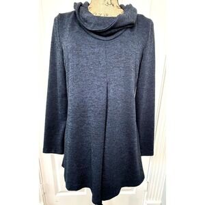 Coco Bianco Women's Dark Heathered Charcoal Cowl Neck Long Sleeve Tunic Top M